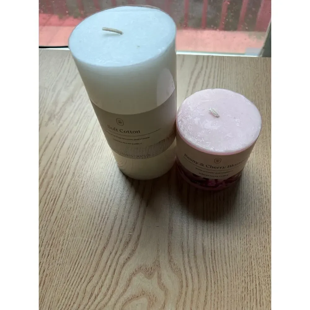 New Threshold Bundle of 2 Candles Peony& Cherry🍒Blossom 3”x3” Soft Cotton 6”x3”